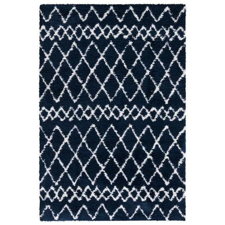 SAFAVIEH Berber Shag Collection BER165N Navy / Ivory Rug Image 1