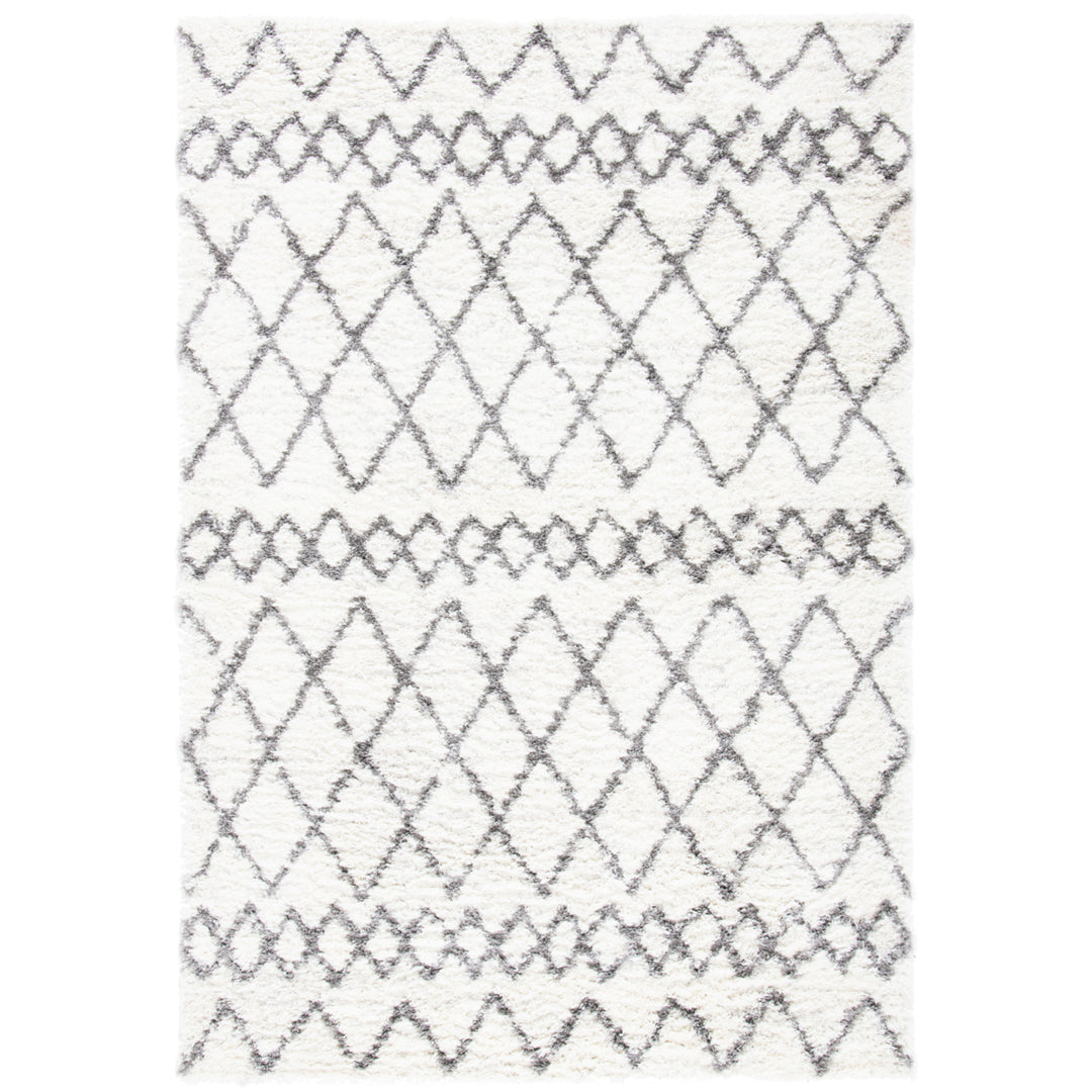 SAFAVIEH Berber Shag Collection BER194A Ivory / Grey Rug Image 10