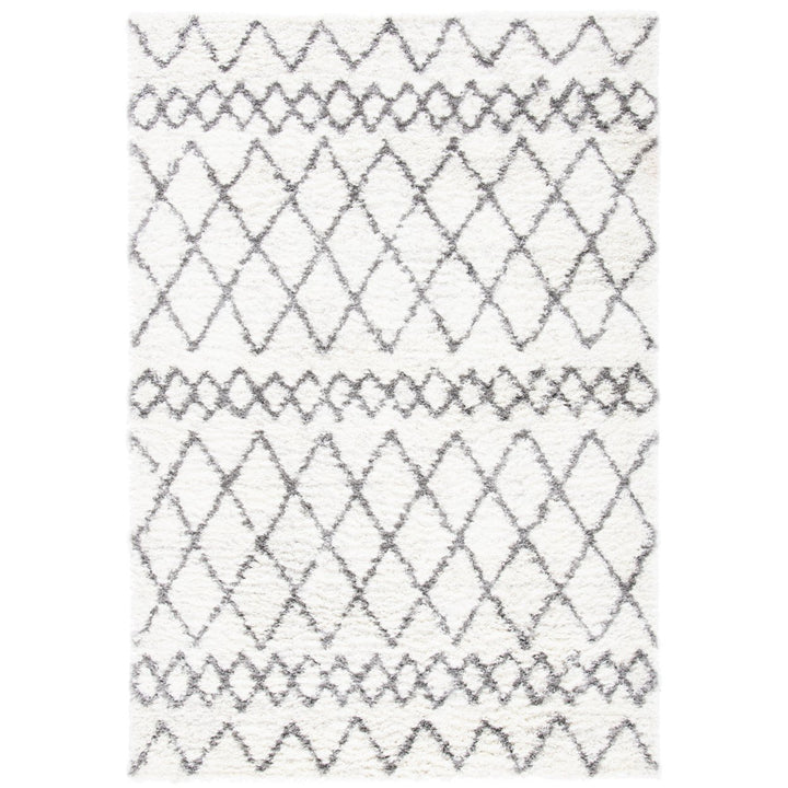 SAFAVIEH Berber Shag Collection BER194A Ivory / Grey Rug Image 1