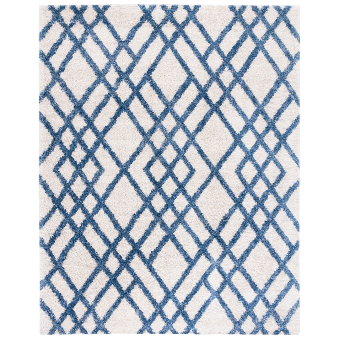 SAFAVIEH Berber Shag Collection BER214B Ivory / Blue Rug Image 1