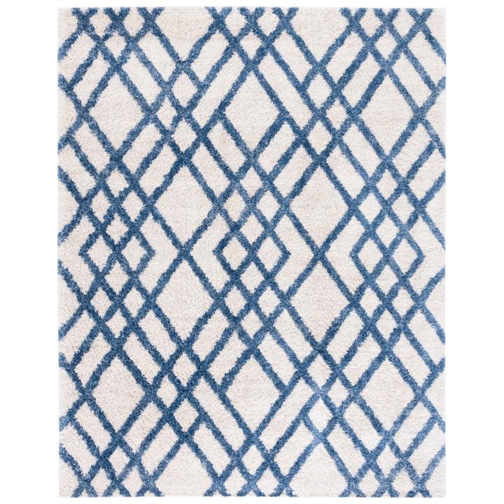 SAFAVIEH Berber Shag Collection BER214B Ivory / Blue Rug Image 1