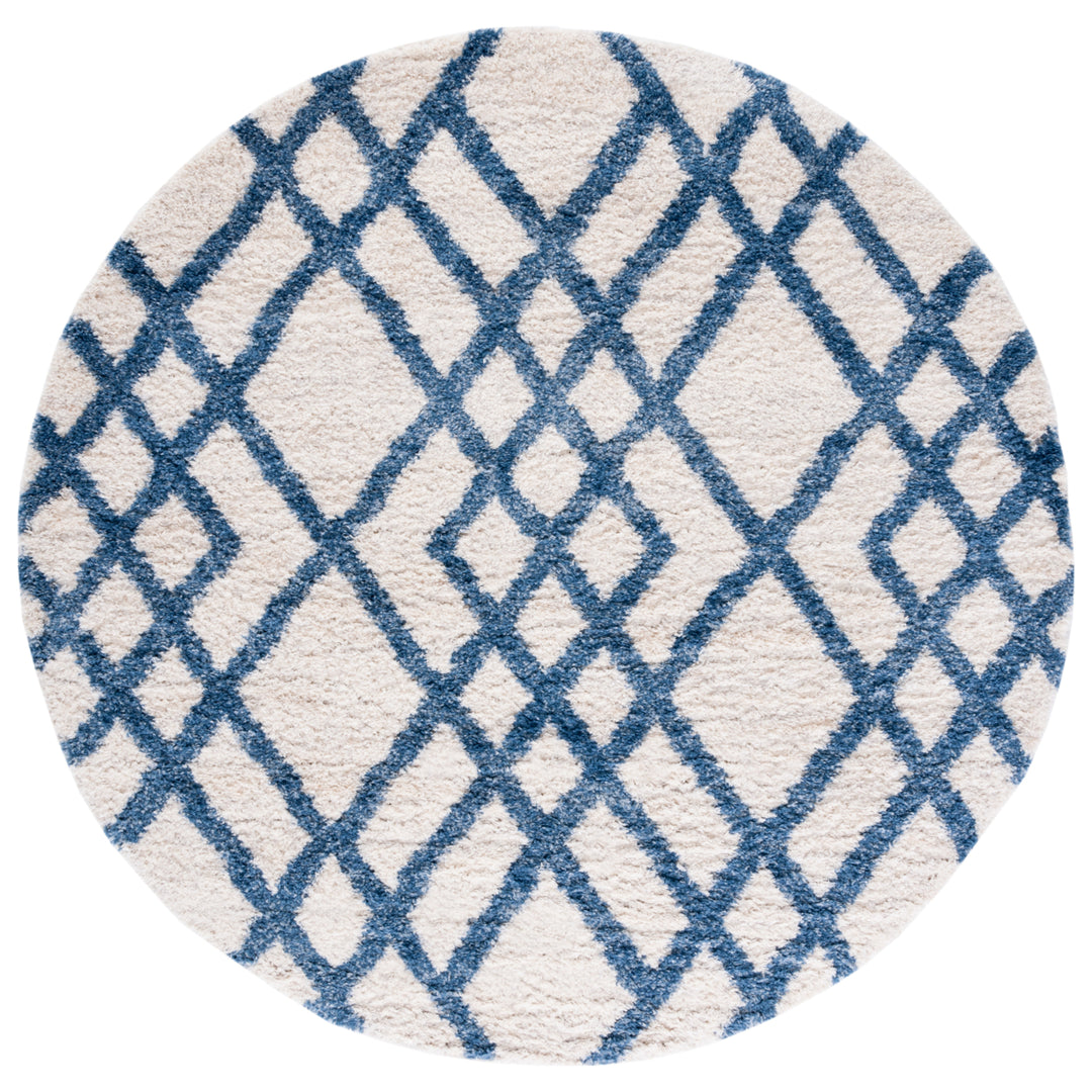 SAFAVIEH Berber Shag Collection BER214B Ivory / Blue Rug Image 4