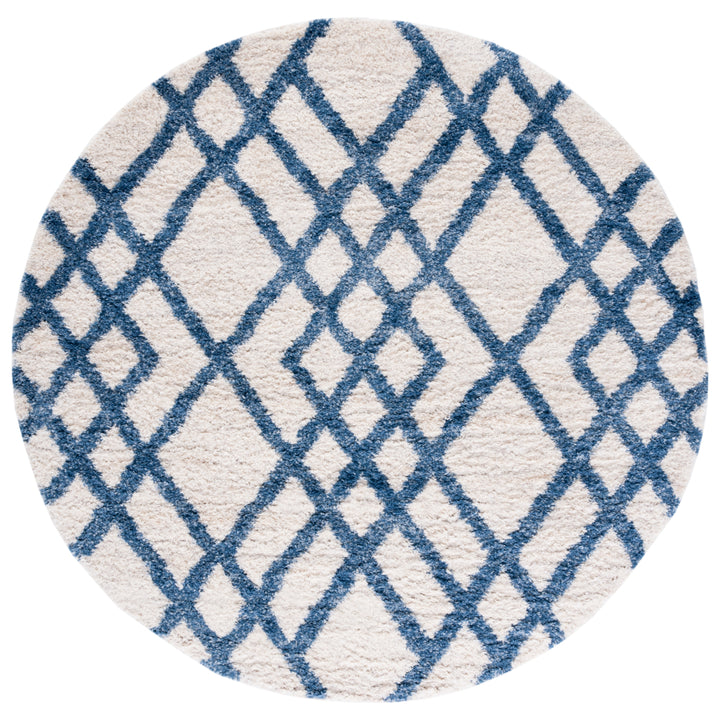 SAFAVIEH Berber Shag Collection BER214B Ivory / Blue Rug Image 4