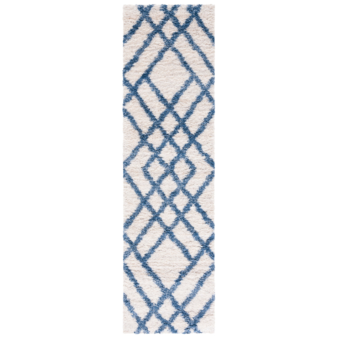 SAFAVIEH Berber Shag Collection BER214B Ivory / Blue Rug Image 5