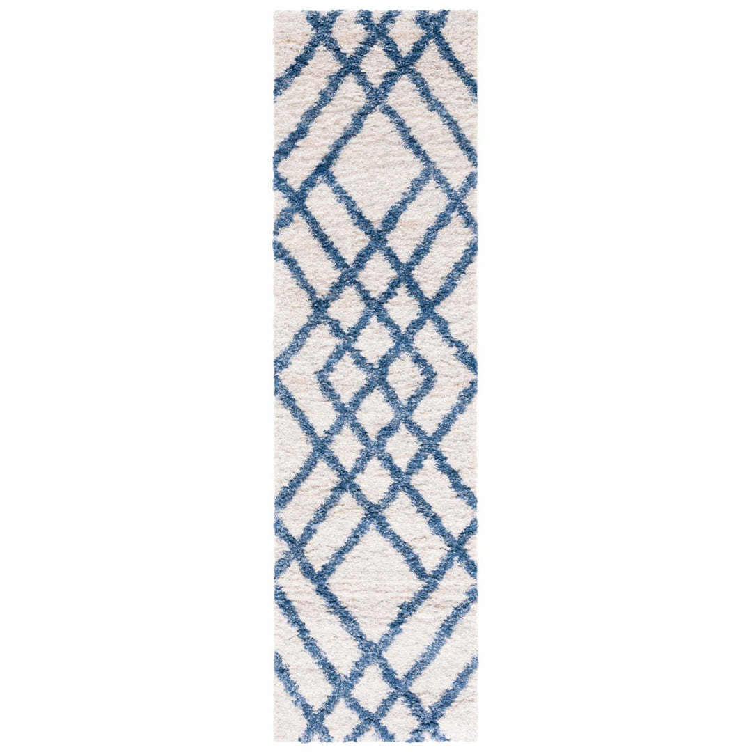 SAFAVIEH Berber Shag Collection BER214B Ivory / Blue Rug Image 1