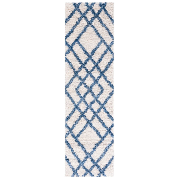 SAFAVIEH Berber Shag Collection BER214B Ivory / Blue Rug Image 1