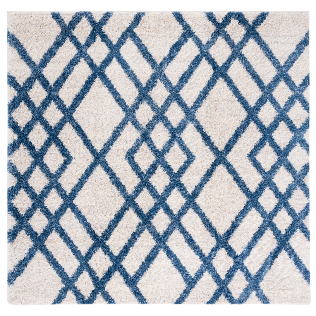 SAFAVIEH Berber Shag Collection BER214B Ivory / Blue Rug Image 6