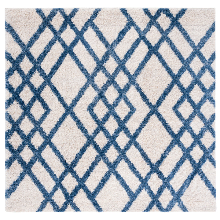 SAFAVIEH Berber Shag Collection BER214B Ivory / Blue Rug Image 6