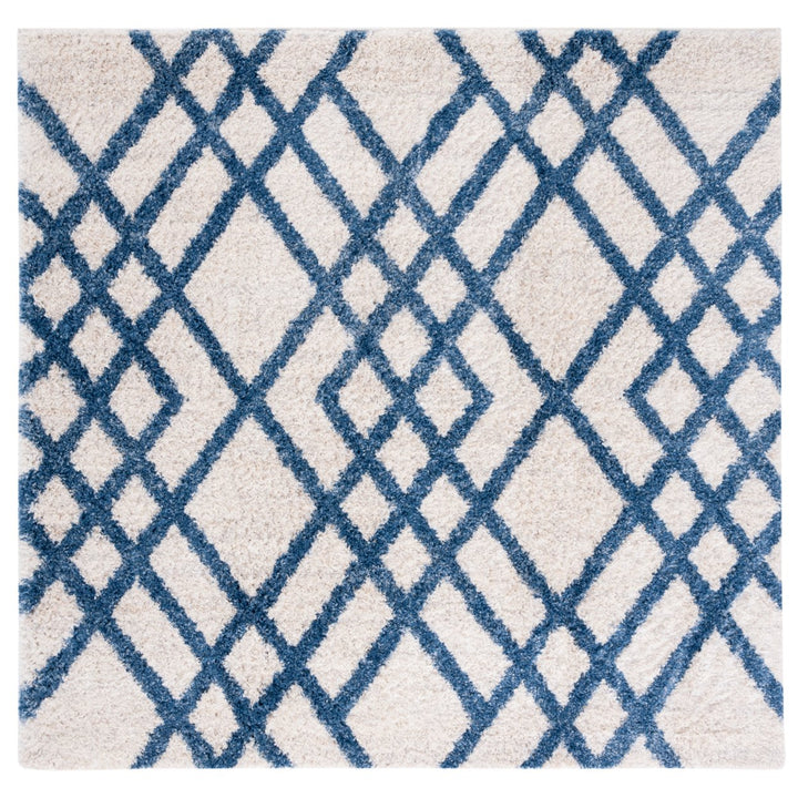 SAFAVIEH Berber Shag Collection BER214B Ivory / Blue Rug Image 1