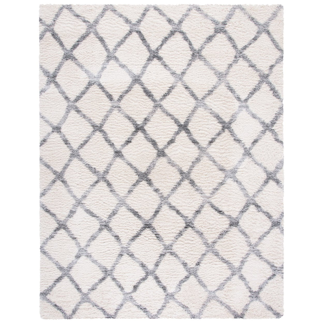 SAFAVIEH Berber Shag Collection BER215B Ivory / Grey Rug Image 1