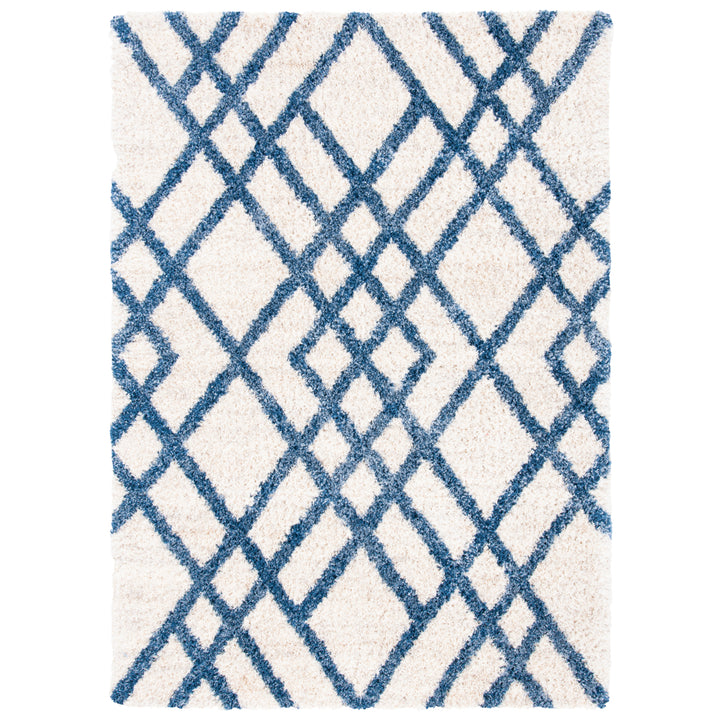 SAFAVIEH Berber Shag Collection BER214B Ivory / Blue Rug Image 10