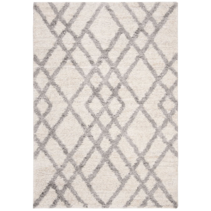 SAFAVIEH Berber Shag Collection BER214A Cream / Grey Rug Image 1