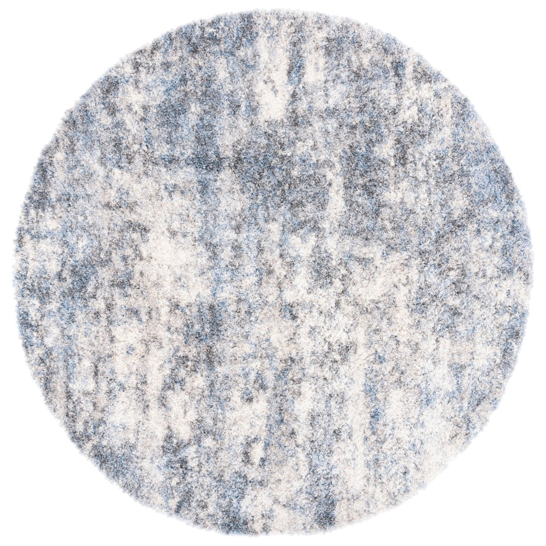 SAFAVIEH Berber Shag Collection BER274B Ivory / Blue Rug Image 4