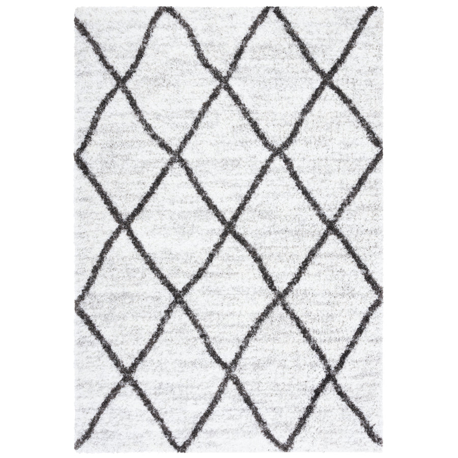 SAFAVIEH Berber Shag Collection BER526F Ivory / Grey Rug Image 1