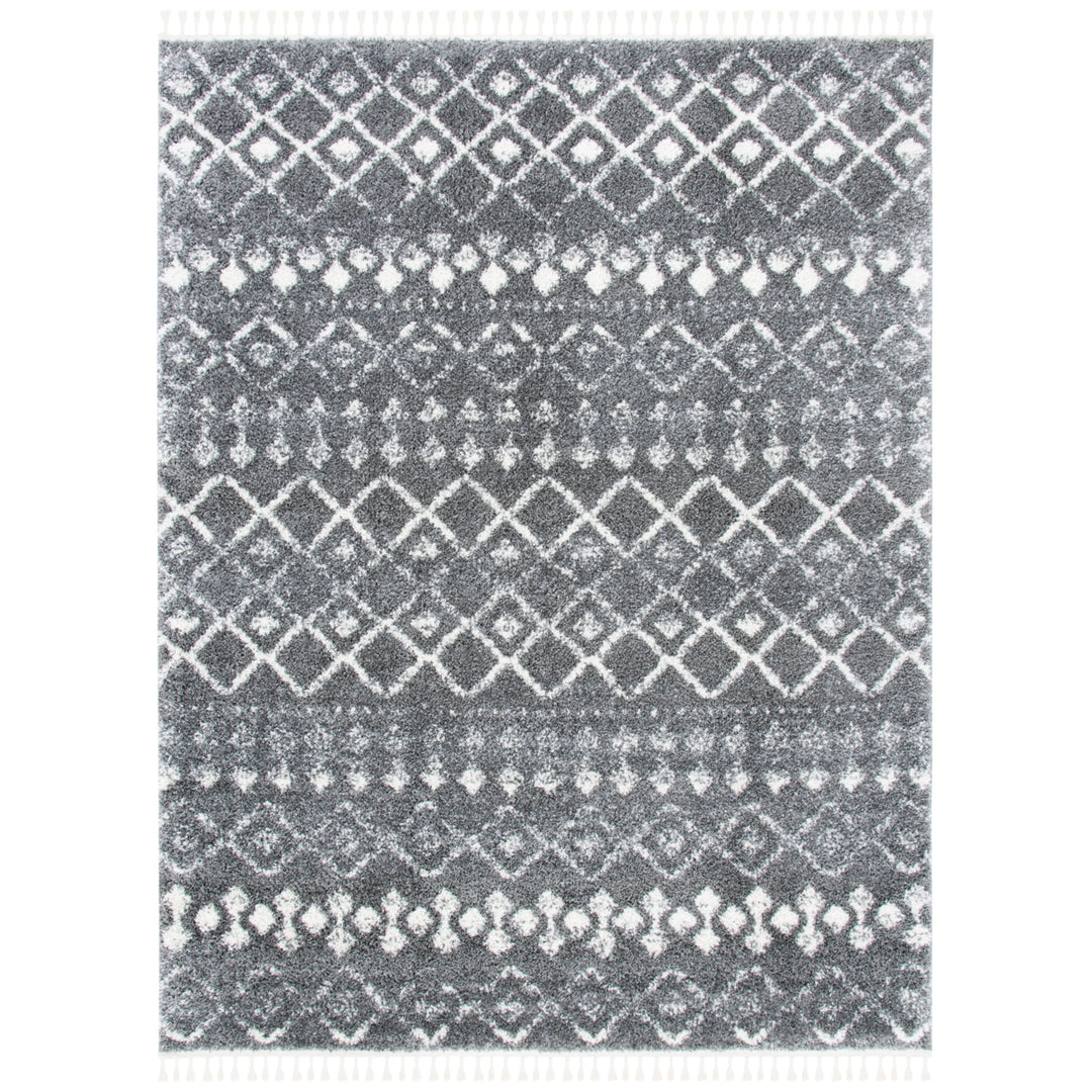 SAFAVIEH Berber Fringe Shag BFG516F Grey / Ivory Rug Image 1