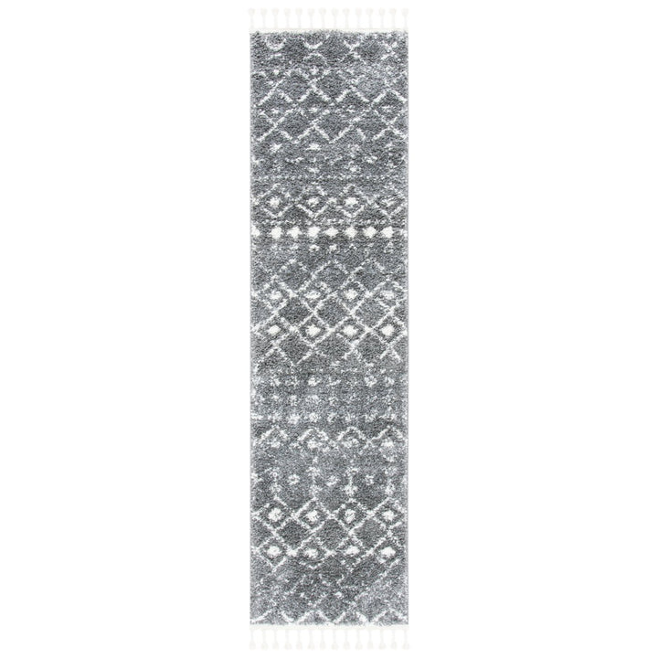 SAFAVIEH Berber Fringe Shag BFG516F Grey / Ivory Rug Image 1