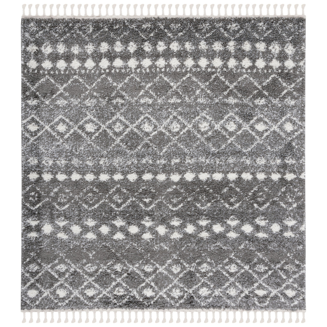 SAFAVIEH Berber Fringe Shag BFG516F Grey / Ivory Rug Image 6