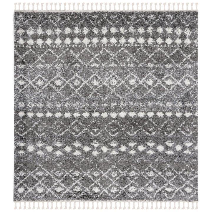 SAFAVIEH Berber Fringe Shag BFG516F Grey / Ivory Rug Image 1