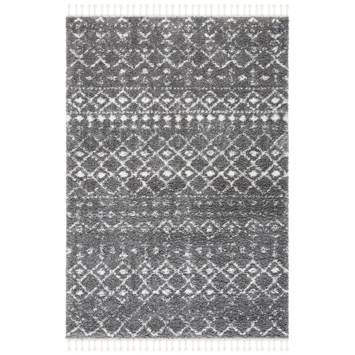 SAFAVIEH Berber Fringe Shag BFG516F Grey / Ivory Rug Image 10