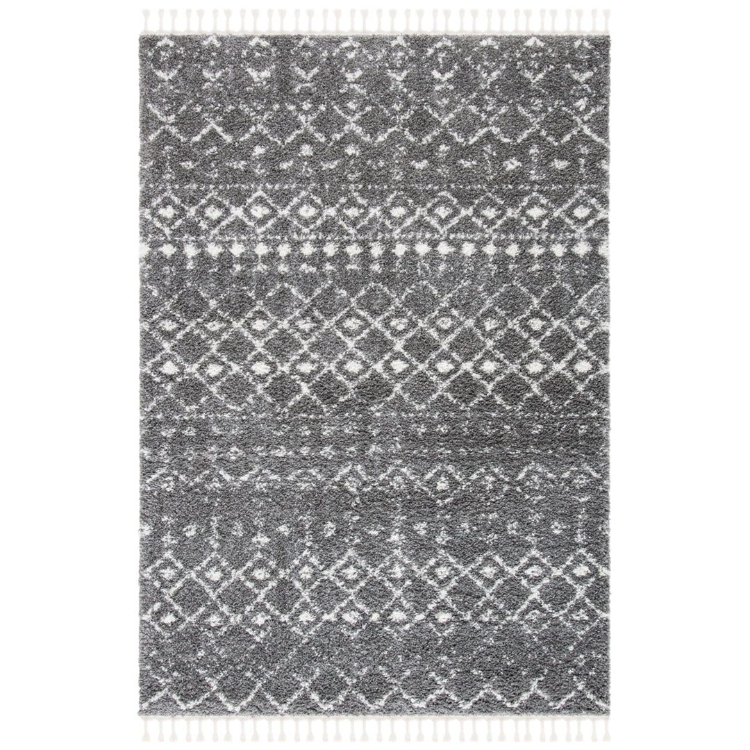 SAFAVIEH Berber Fringe Shag BFG516F Grey / Ivory Rug Image 1