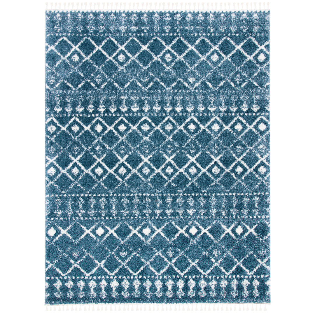 SAFAVIEH Berber Fringe Shag BFG519M Blue / Ivory Rug Image 1