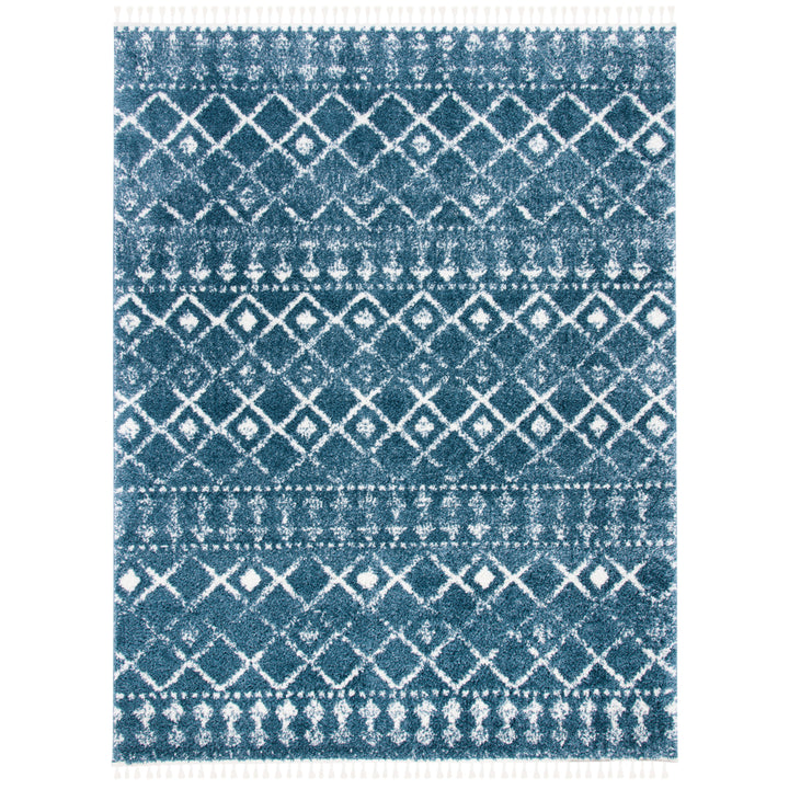 SAFAVIEH Berber Fringe Shag BFG519M Blue / Ivory Rug Image 1