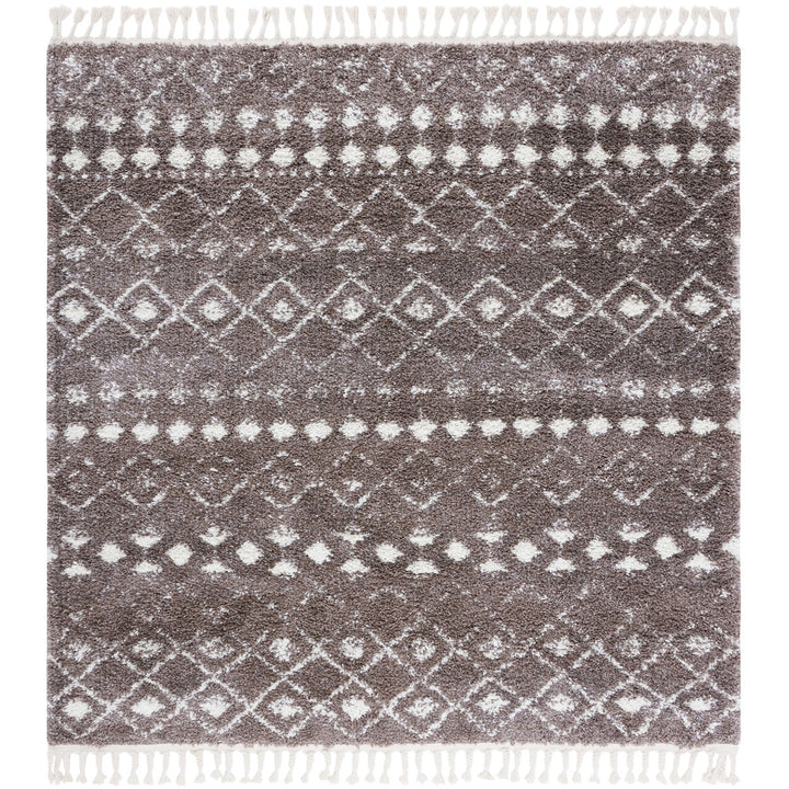 SAFAVIEH Berber Fringe Shag BFG516T Brown / Ivory Rug Image 6