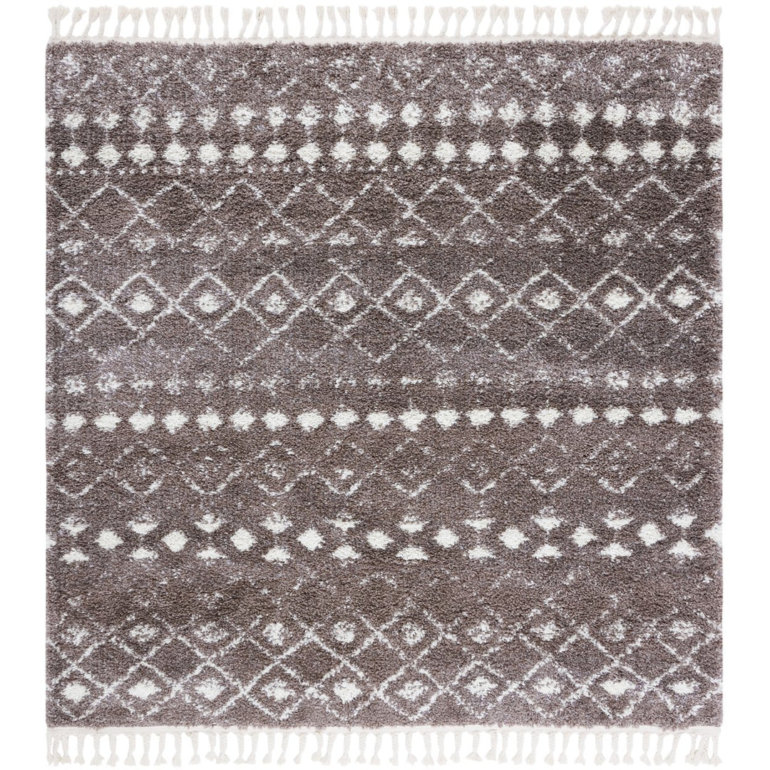 SAFAVIEH Berber Fringe Shag BFG516T Brown / Ivory Rug Image 1