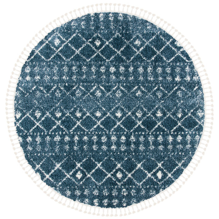 SAFAVIEH Berber Fringe Shag BFG519M Blue / Ivory Rug Image 4