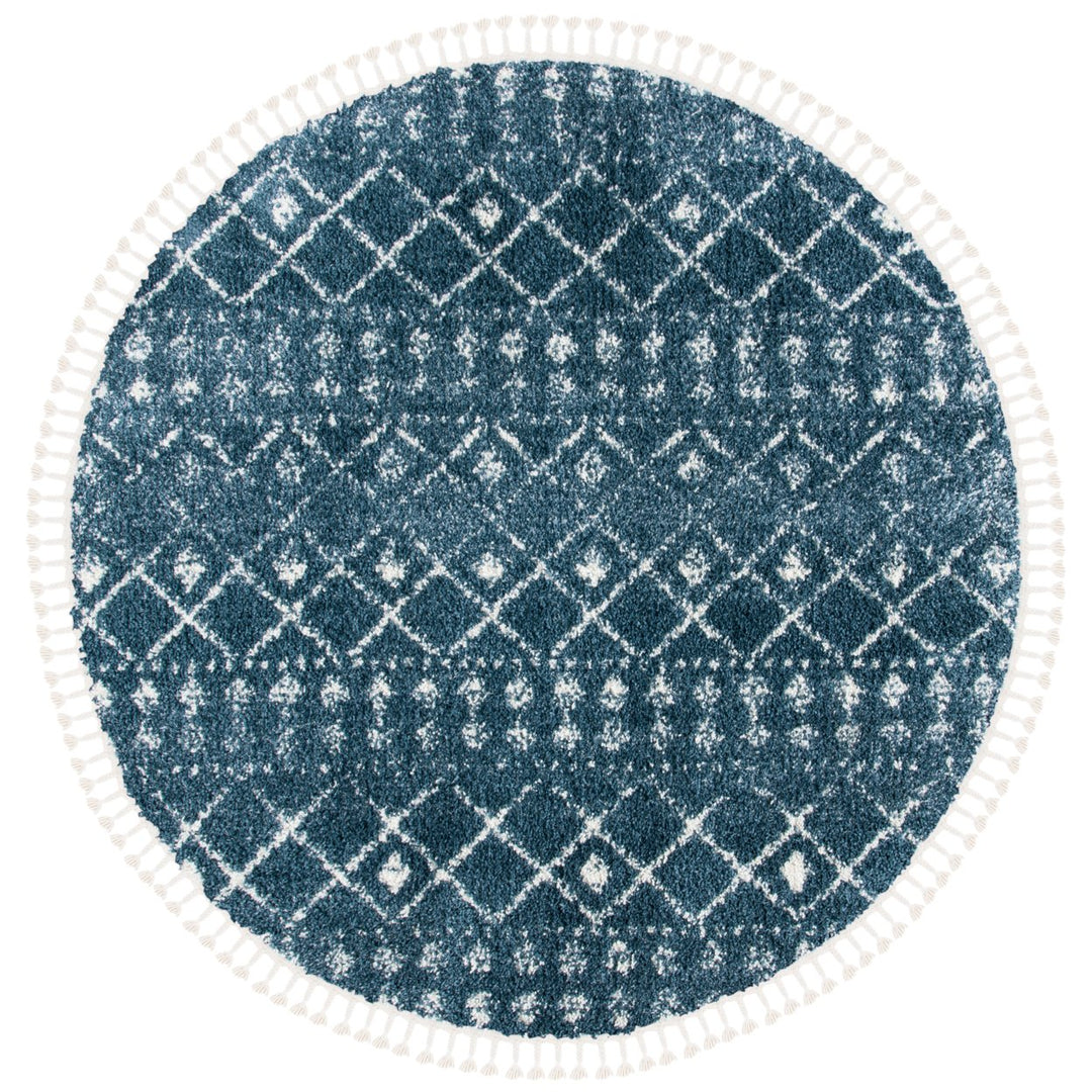 SAFAVIEH Berber Fringe Shag BFG519M Blue / Ivory Rug Image 1