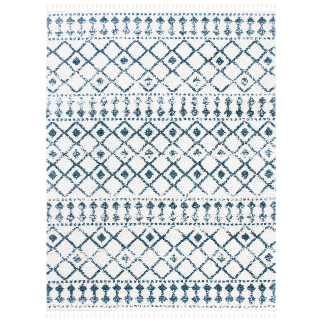 SAFAVIEH Berber Fringe Shag BFG519A Cream / Blue Rug Image 1