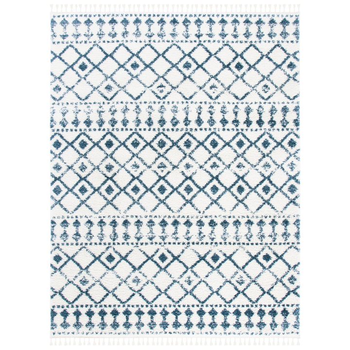 SAFAVIEH Berber Fringe Shag BFG519A Cream / Blue Rug Image 1