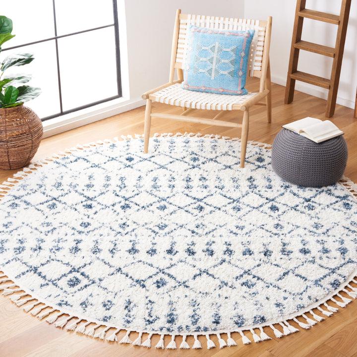 SAFAVIEH Berber Fringe Shag BFG519A Cream / Blue Rug Image 2