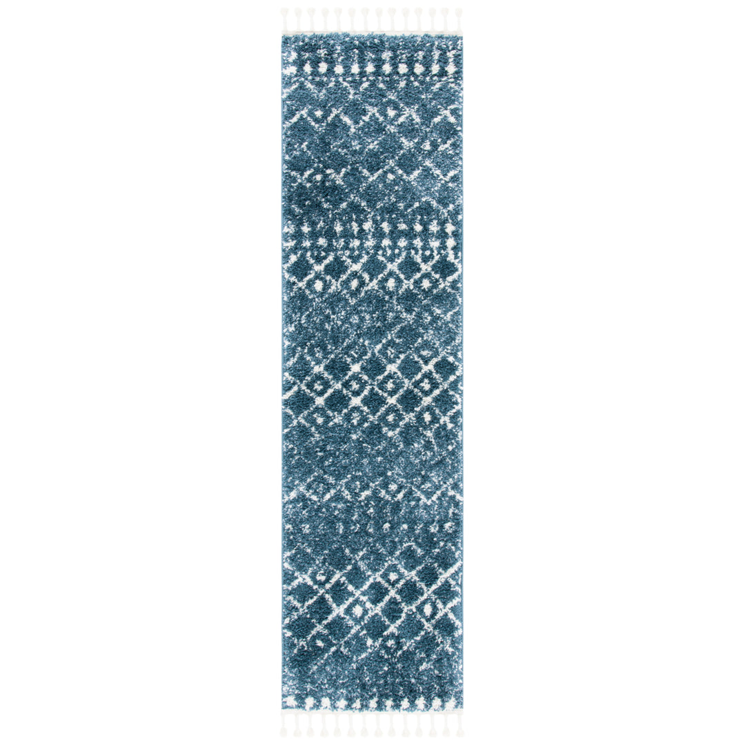 SAFAVIEH Berber Fringe Shag BFG519M Blue / Ivory Rug Image 5