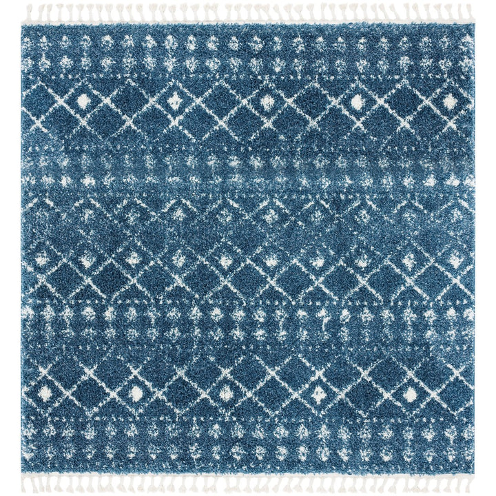 SAFAVIEH Berber Fringe Shag BFG519M Blue / Ivory Rug Image 6