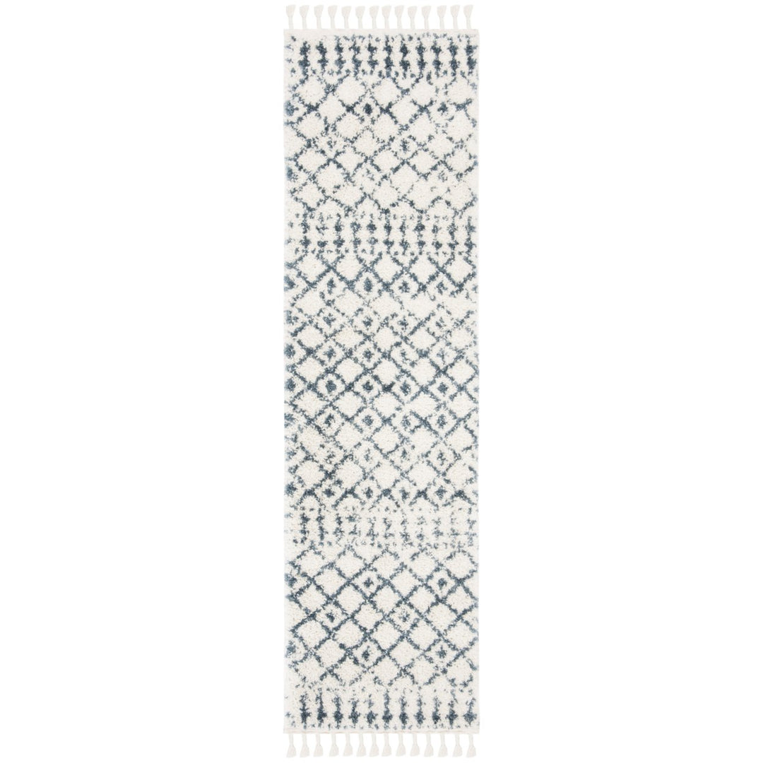 SAFAVIEH Berber Fringe Shag BFG519A Cream / Blue Rug Image 5