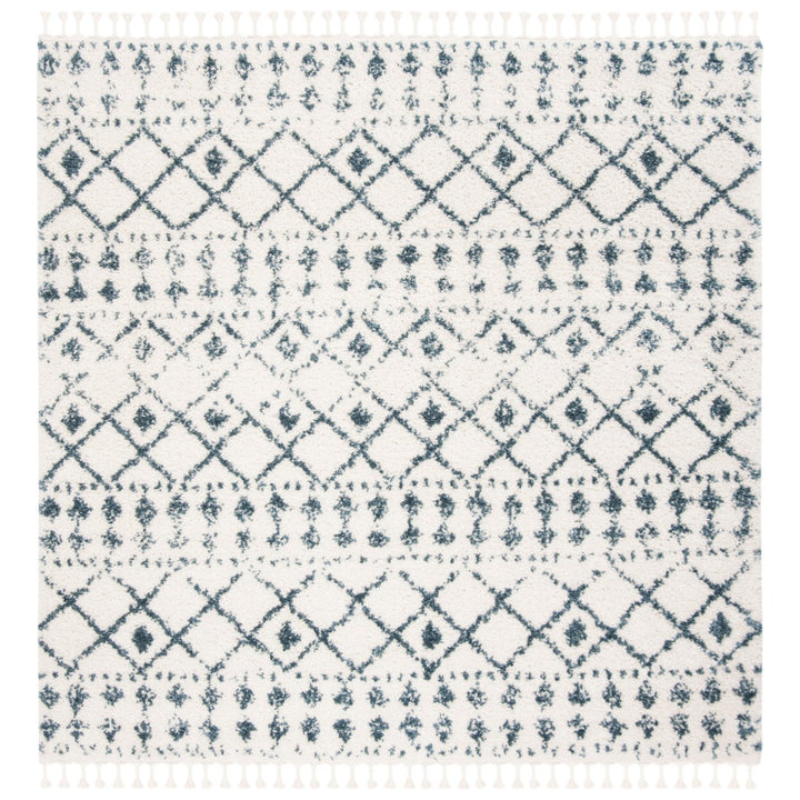 SAFAVIEH Berber Fringe Shag BFG519A Cream / Blue Rug Image 6