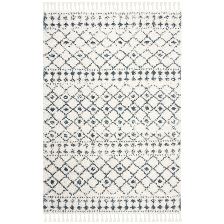 SAFAVIEH Berber Fringe Shag BFG519A Cream / Blue Rug Image 9