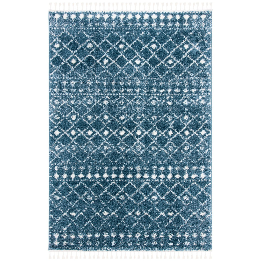 SAFAVIEH Berber Fringe Shag BFG519M Blue / Ivory Rug Image 9