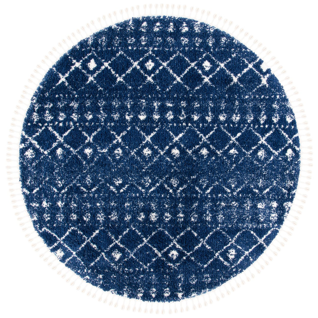 SAFAVIEH Berber Shag BFG519N Dark Blue / Ivory Rug Image 1