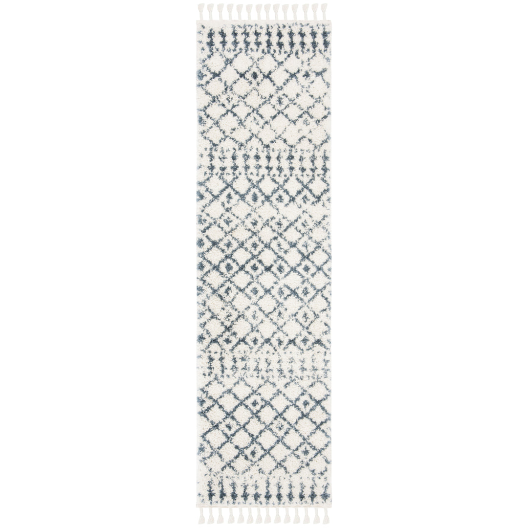 SAFAVIEH Berber Fringe Shag BFG519A Cream / Blue Rug Image 11