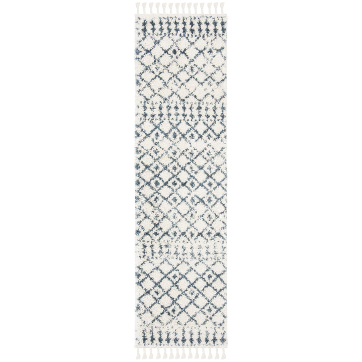 SAFAVIEH Berber Fringe Shag BFG519A Cream / Blue Rug Image 11