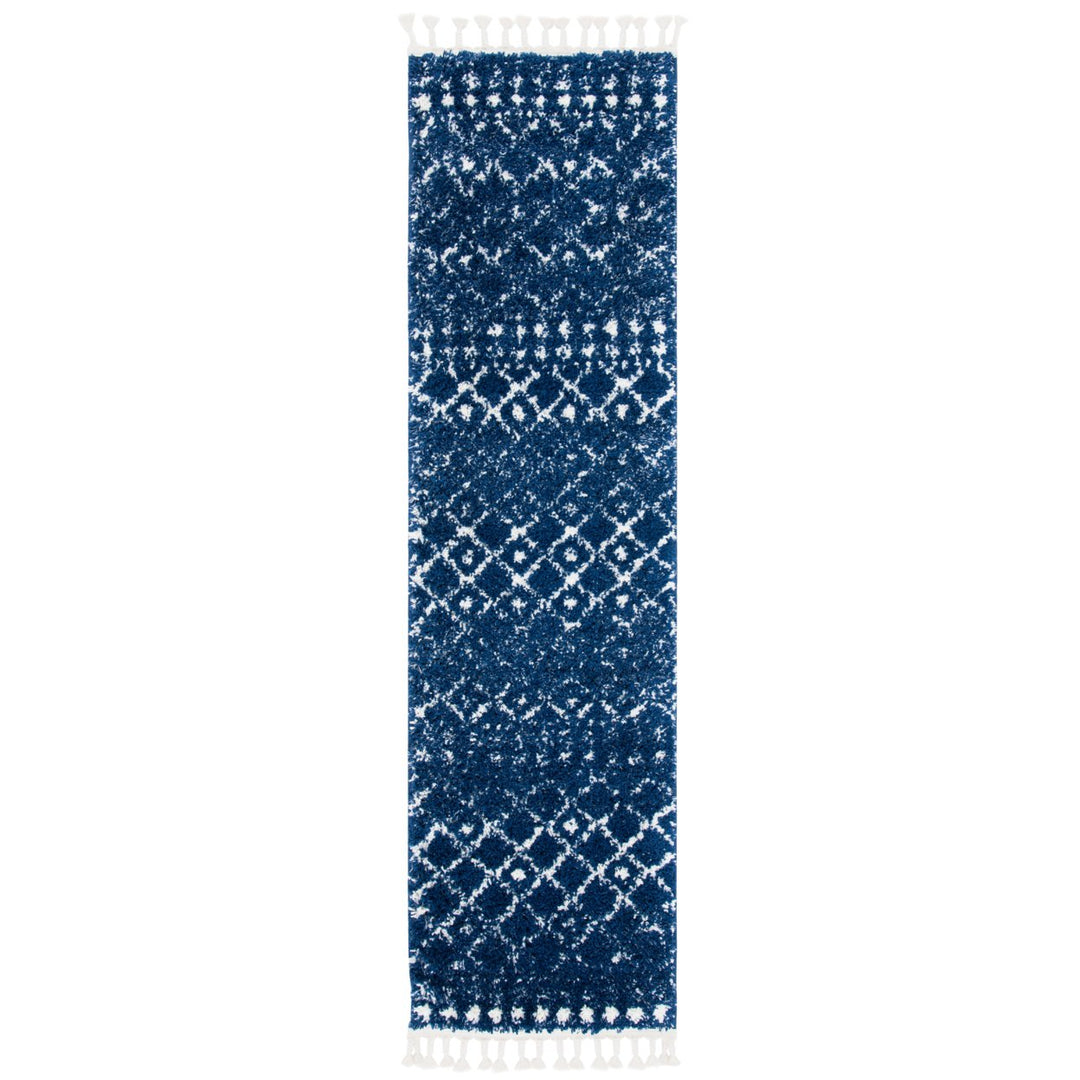 SAFAVIEH Berber Shag BFG519N Dark Blue / Ivory Rug Image 1