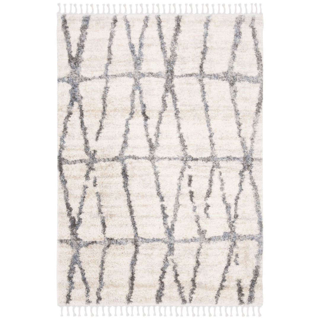 SAFAVIEH Berber Fringe Shag BFG605A Cream / Grey Rug Image 1