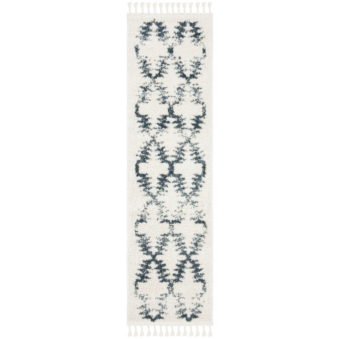 SAFAVIEH Berber Fringe Shag BFG524A Cream / Blue Rug Image 1