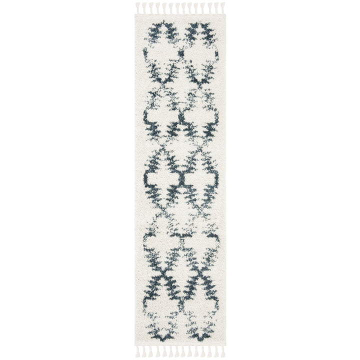 SAFAVIEH Berber Fringe Shag BFG524A Cream / Blue Rug Image 1