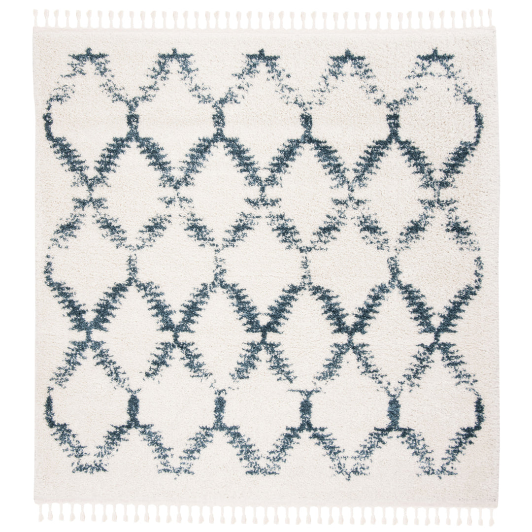 SAFAVIEH Berber Fringe Shag BFG524A Cream / Blue Rug Image 4