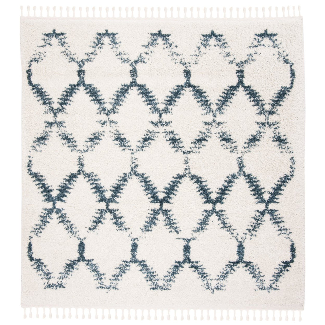 SAFAVIEH Berber Fringe Shag BFG524A Cream / Blue Rug Image 1