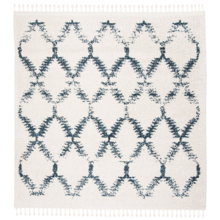 SAFAVIEH Berber Fringe Shag BFG524A Cream / Blue Rug Image 1