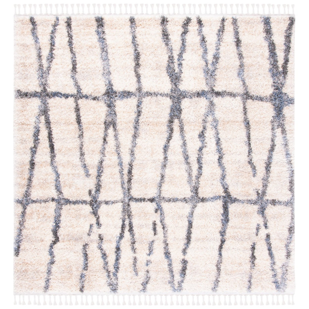 SAFAVIEH Berber Fringe Shag BFG605A Cream / Grey Rug Image 1